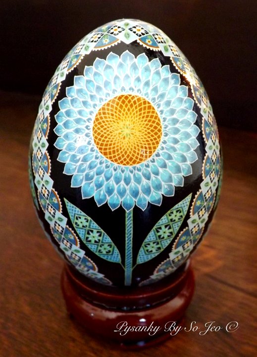 Blue Sunflowers Ukrainian Easter Egg Pysanky By So Jeo